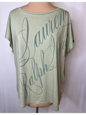 Lauren Ralph Lauren Sage Green Oversized Graphic Tee XXL Soft Ladies Top